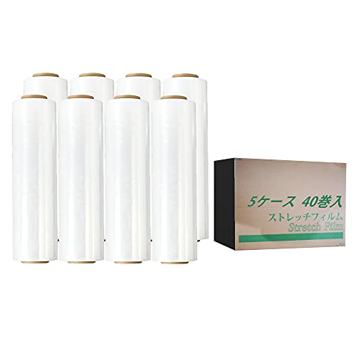ストレッチフィルム 15ミクロン 500mm 300m巻 梱包用 厚み 15μ(15ミクロン) 幅500mm×長さ300m/巻 梱包資材 荷崩れしやすい段ボールなどの梱包に 透明フィルム 梱包 資材用 業務用 ラップイン パレットフィルム -5ケース(40巻入)